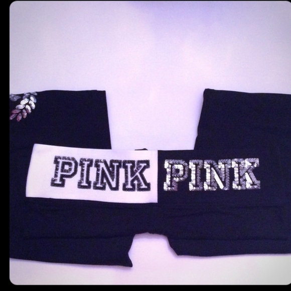 Pink Sequin Bling Black & White Leggings size xs but wears as a small - Picture 2 of 5